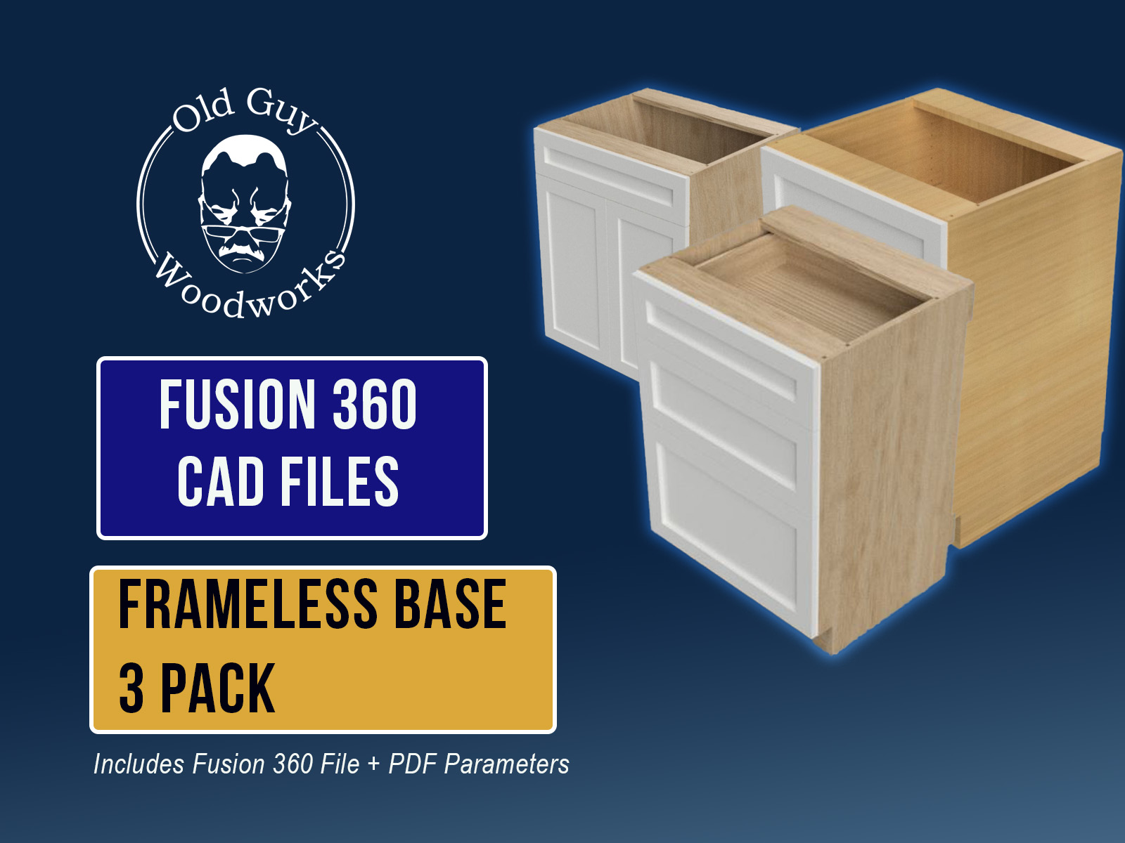3-Pack Base Cabinets - Fusion 360 CAD Files
